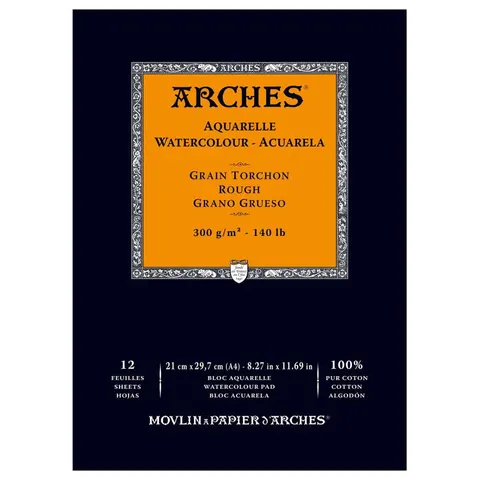 Blok do akwareli Arches Grain Torchon - A4, 300 g, 12 ark., 100% bawełny, rough