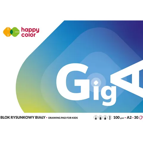 Blok rysunkowy biały A2 100g 30 arkuszy GIGA Happy Color