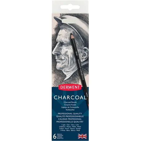 Zestaw węgli w ołówku Derwent Charcoal Pencils - 6 szt.