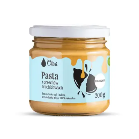 Olini Pasta z orzechów arachidowych crunchy 200 g (termin ważności do 6.02.2027)