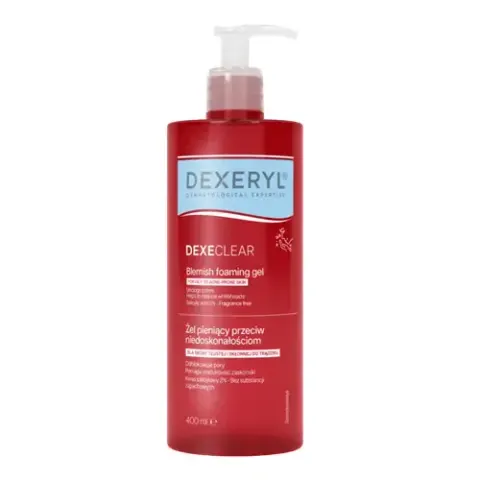 Dexeryl Dexeclear Żel pieniący przeciw niedoskonałościom dla skóry tłustej i skłonnej do trądziku 400 ml