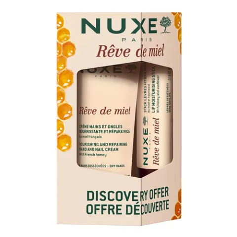 NUXE REVE DE MIEL Zestaw: Krem do rąk 30 ml + Pomadka do ust 4 g
