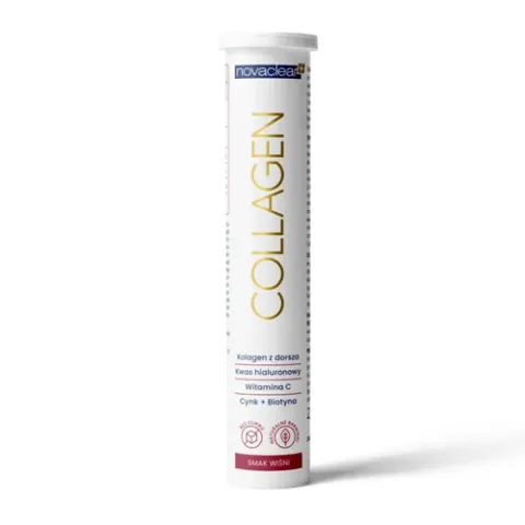 NOVACLEAR Collagen Kolagen o smaku wiśniowym 20 tabletek musujących