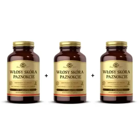 [Zestaw] SOLGAR Formuła Włosy Skóra Paznokcie TRIO 3x120 tabletek