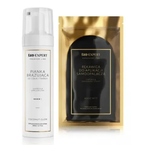 TanExpert Coconut Glow Zestaw: Pianka Samoopalająca 200 ml + Rękawica do aplikacji samoopalacza