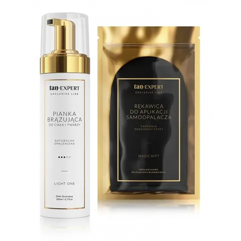 TanExpert Exclusive Line Light One Zestaw: Pianka Samoopalająca 200 ml + Rękawica do aplikacji samoopalacza