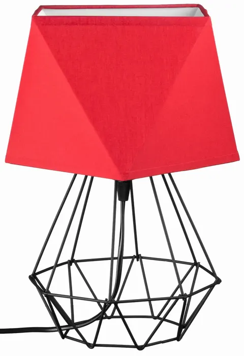 Lampka nocna Diament LOFT BLACK abażur czerwony