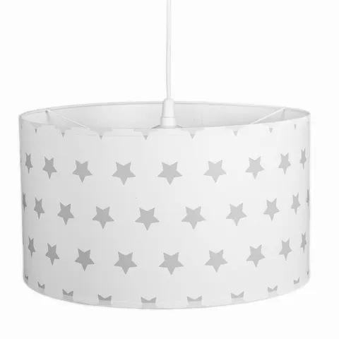 Lampa wisząca z abażurem dziecięca szare gwiazdki