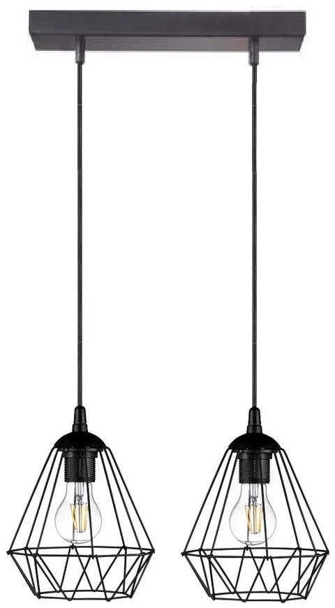 Lampa wisząca loft DIAMENT listwa podwójna czarna