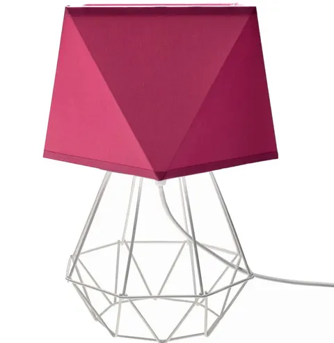 Lampka nocna Diament LOFT WHITE abażur różowy