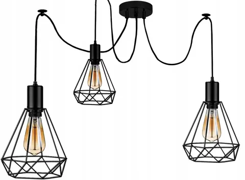 Lampa wisząca PAJĄK 3 na klosze czarny