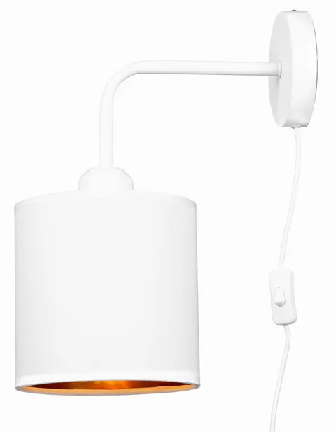 Kinkiet ścienny z abażurem Oro biały kabel