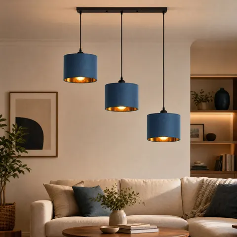 Lampa wisząca listwa potrójna Oro granatowa