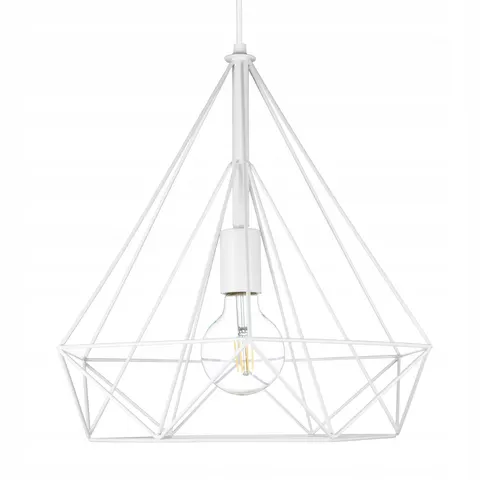 Lampa wisząca druciana LOFT Biały GEO PUSTY