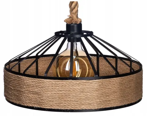 Lampa wisząca jutowa konopny sznur retro mała boho 30cm