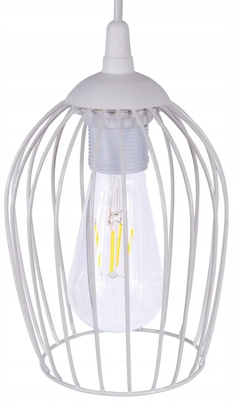 Lampa wisząca sufitowa OWAL LOFT druciana biała