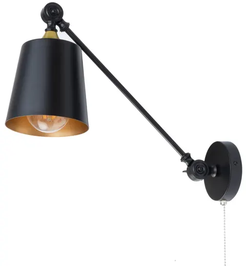 Kinkiet regulowany czarny metalowy LOFT łańcuszek