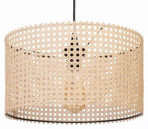 Lampa wisząca z abażurem walec rattan