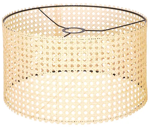 Abażur drewniany duży walec rattan