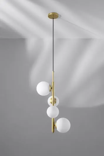 Lampa wisząca ring 4 klosze sufitowa mosiądz Cordel