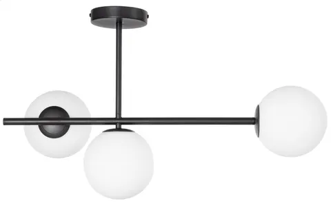 Lampa Milano czarna potrójna mleczne kule