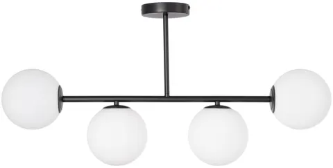 Lampa sufitowa czarna Milano 4 klosze mleczne kule