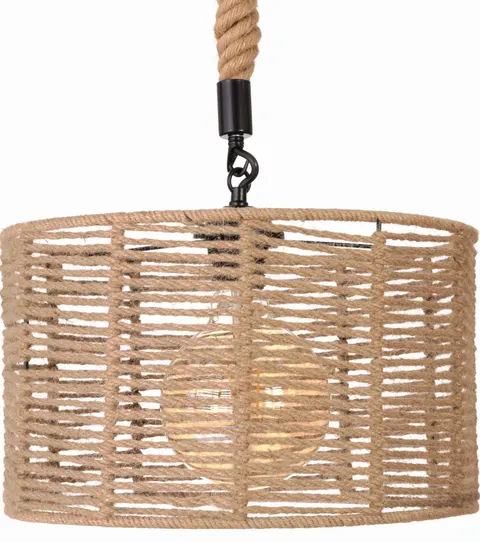 Lampa wisząca jutowa WALEC boho 40cm