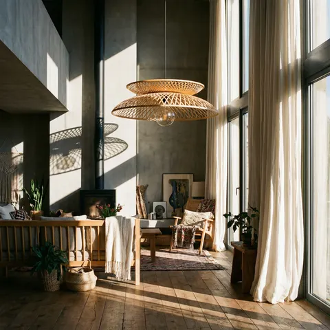 Lampa wisząca boho ZEN bambusowa duża 60cm TH07
