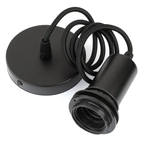 Lampa wisząca zawieś z oprawą tuba matowa czarna E27