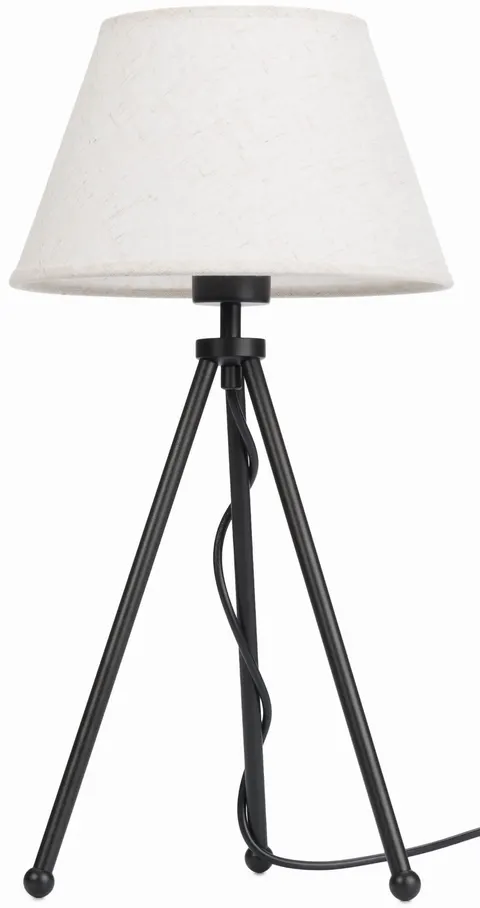 Lampa stojąca czarna NEPTUN Mini z lnianym abażurem Karo
