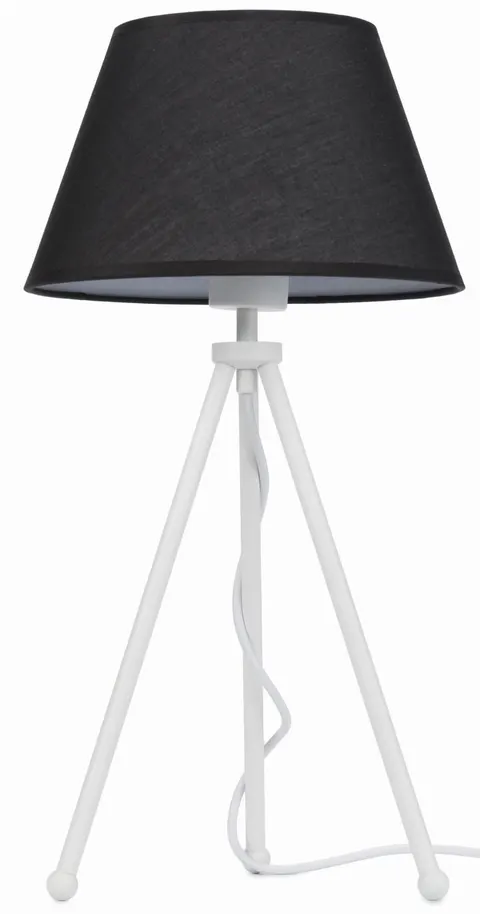 Lampa stojąca biała NEPTUN Mini z czarnym abażurem Karo