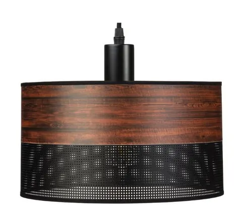 Lampa wisząca wenge czarna abażur czarny środek tuba