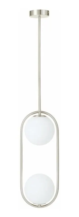 Lampa wisząca silver Milano Ring podwójna mleczne kule