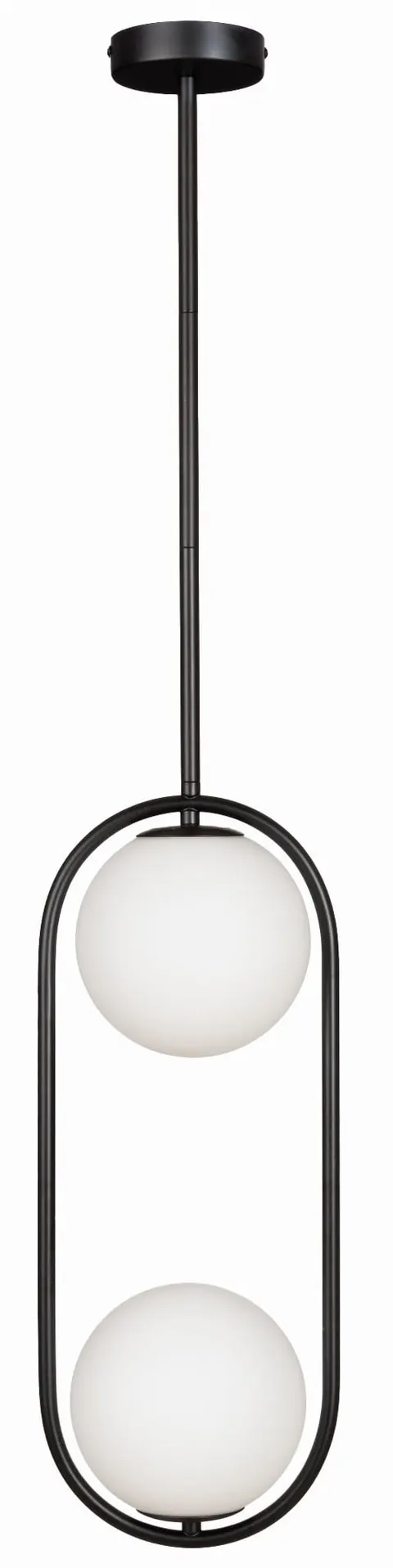 Lampa wisząca czarna Milano Ring podwójna mleczne kule