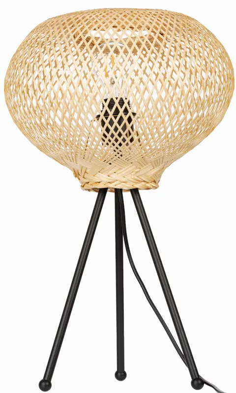 Lampa stojąca czarna NEPTUN Mini z abażurem bambusowym TH04S