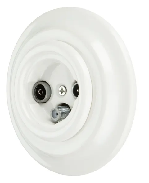 Gniazdo ceramiczne TV/SAT Z RAMKĄ K1-TV SATA WHITE