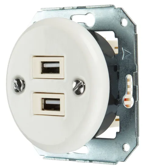 Gniazdo ceramiczne białe USB BEZ RAMKI K1-2USBAX