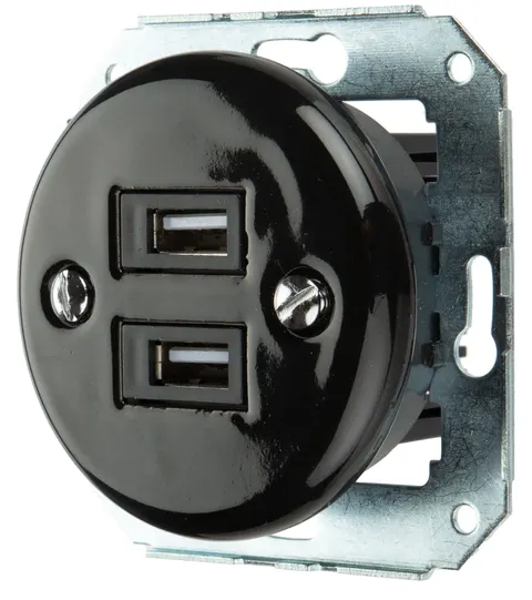 Gniazdo ceramiczne czarne USB BEZ RAMKI K1-2USBAX