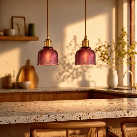 Lampa wisząca sufitowa szklana BELL czerwona