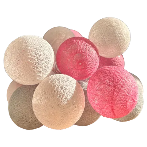Lampki COTTON BALLS 20 LED kule różowa szara nr 5