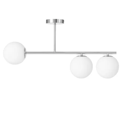 Lampa sufitowa Milano silver potrójna mleczne kule