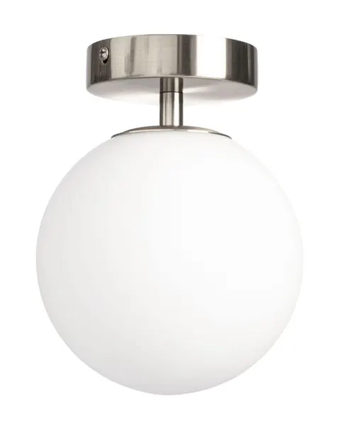 Lampa sufitowa plafon Milano silver pojedyncza mleczna kula