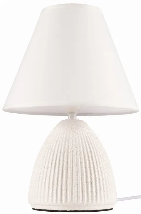 Lampka nocna z abażurem biała ceramiczna ryflowana DION D3