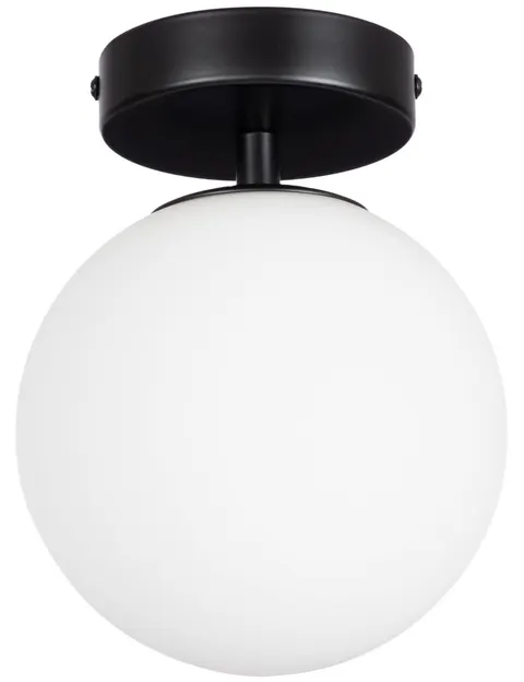 Lampa sufitowa plafon Milano black pojedyncza mleczna kula