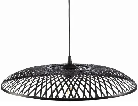 Lampa wisząca boho płaska bambusowa czarna ZEN SINGLE 60cm TH27