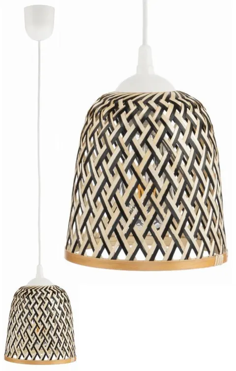 Lampa wisząca dwukolorowa mała BOHO bambusowa PHU15E