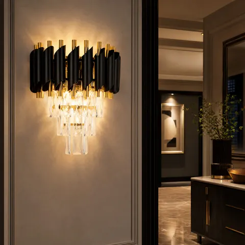 Kinkiet ścienny kryształowy złoty luksusowy Luxury ZLA7229