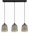 Lampa potrójna listwa czarna klosz boho bambusowy PHU15E
