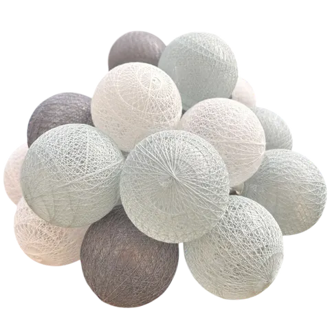 Lampki COTTON BALLS 20 LED kule szare nr 8