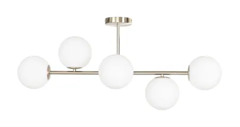 Lampa sufitowa Milano 5 silver kloszy mleczne kule EP1C19